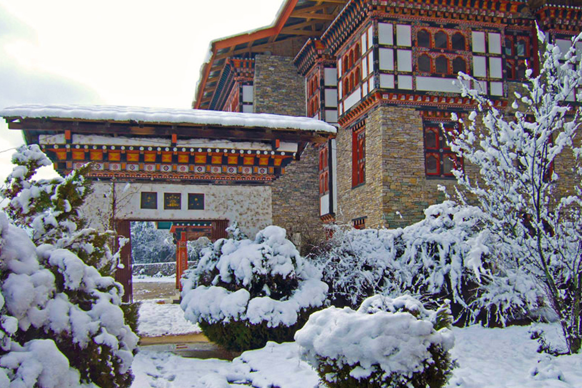 Winter Snowfall in Bhutan